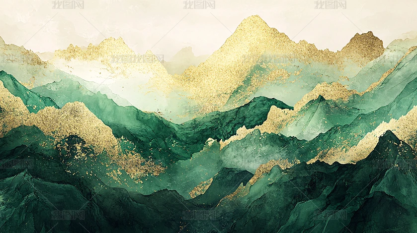 金色山水画金箔画图片大全-金色山水画金箔画背景图片-我图网
