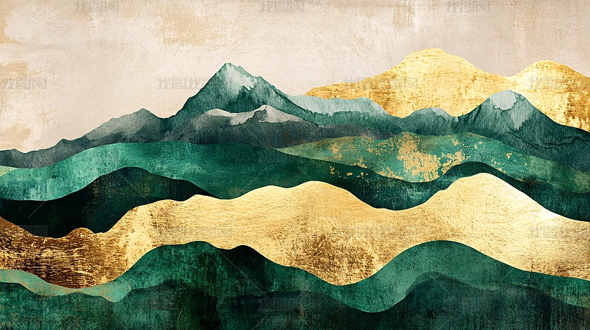 日本画　山水画　金箔背景 金色山水画金箔画图片大全-金色山水画金箔画背景图片-我图网