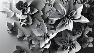 灰色简单折纸风格花卉背景