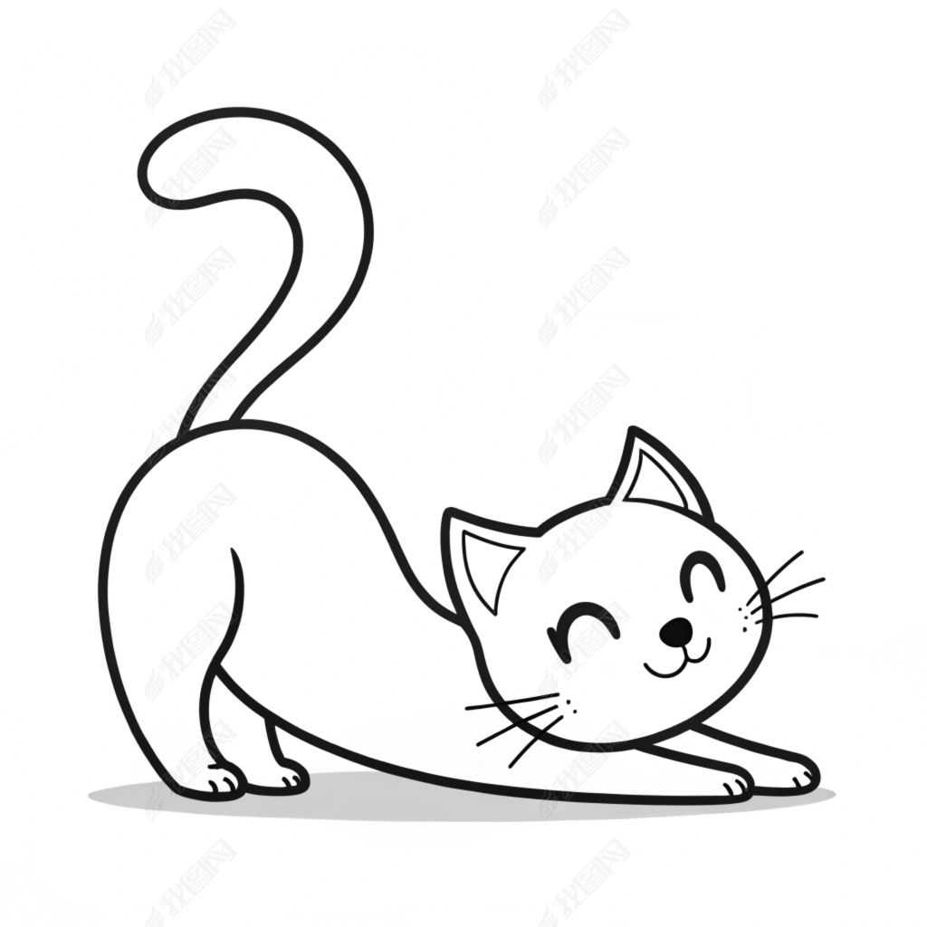 原创慵懒的猫咪线条画头像素材创意插画个性简约