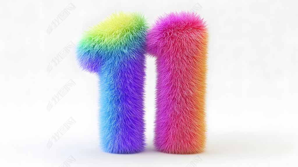 原创毛绒风格可爱字母数字11背景图片