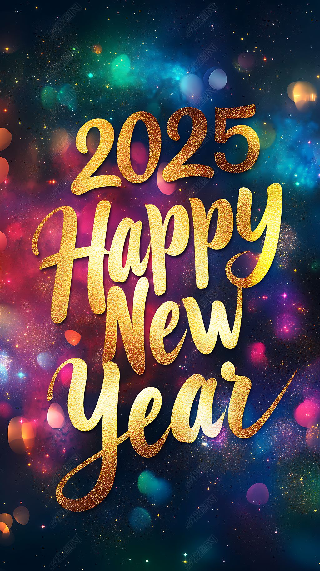 原创2025新年元旦金色闪光艺术字海报背景元素01