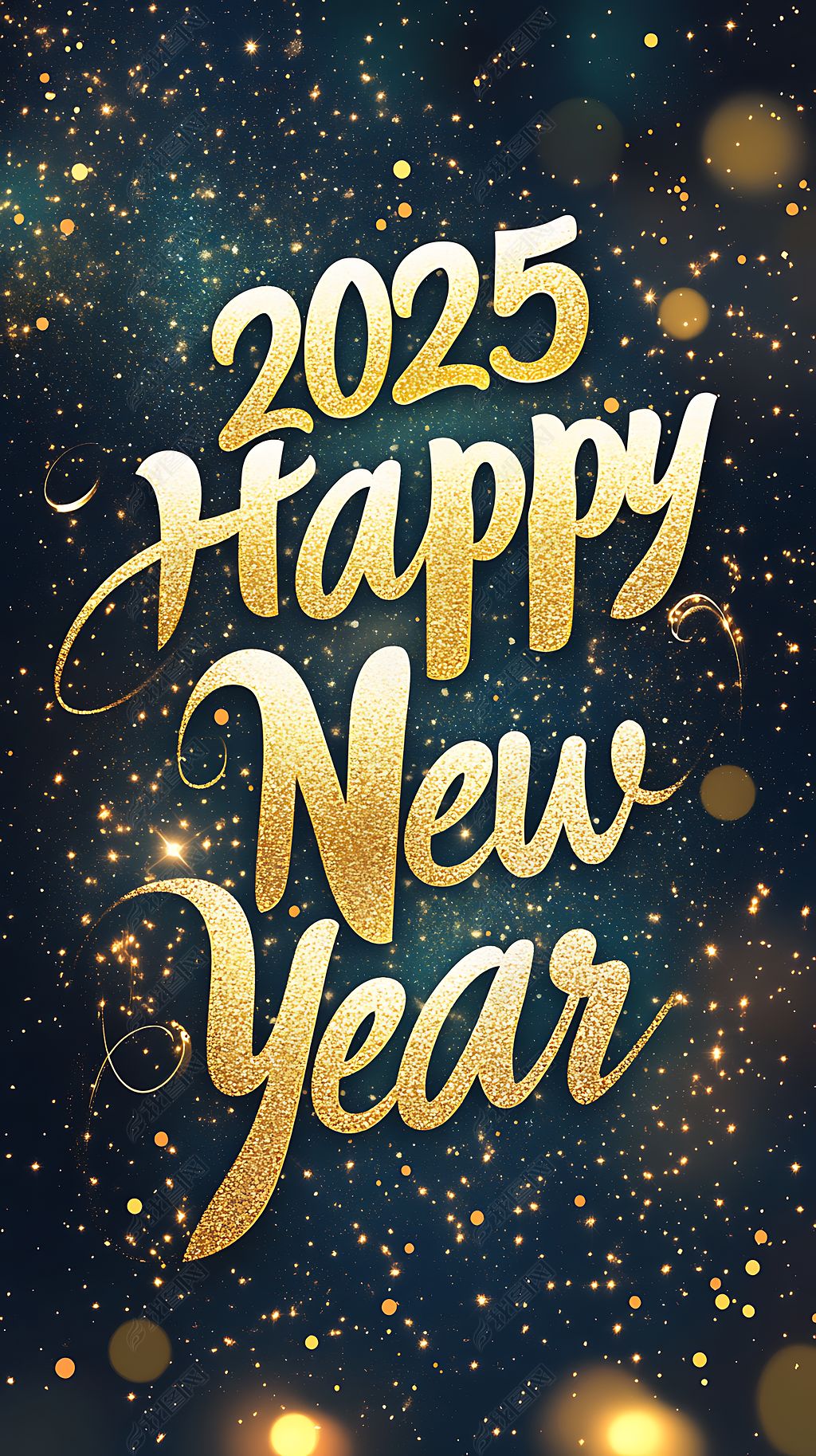 原创2025新年元旦金色闪光艺术字海报背景元素02