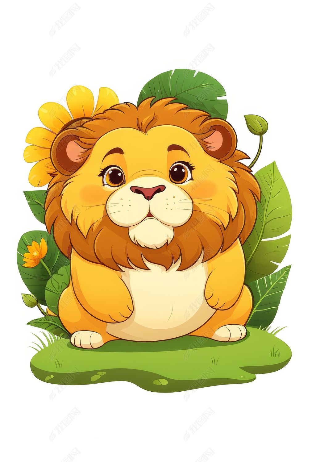 胖狮子可爱胖动物原创卡通插画设计元素素材简介我图网提供胖狮子可爱
