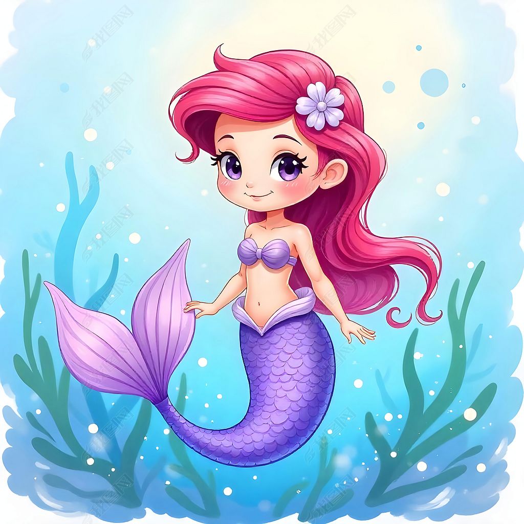 卡通美丽美人鱼