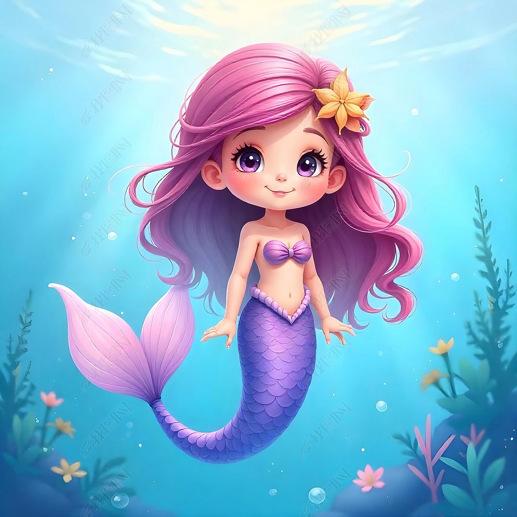原创卡通美丽美人鱼