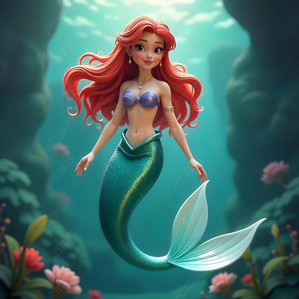 原创卡通美丽美人鱼