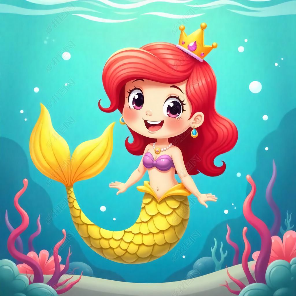 原创卡通美丽美人鱼