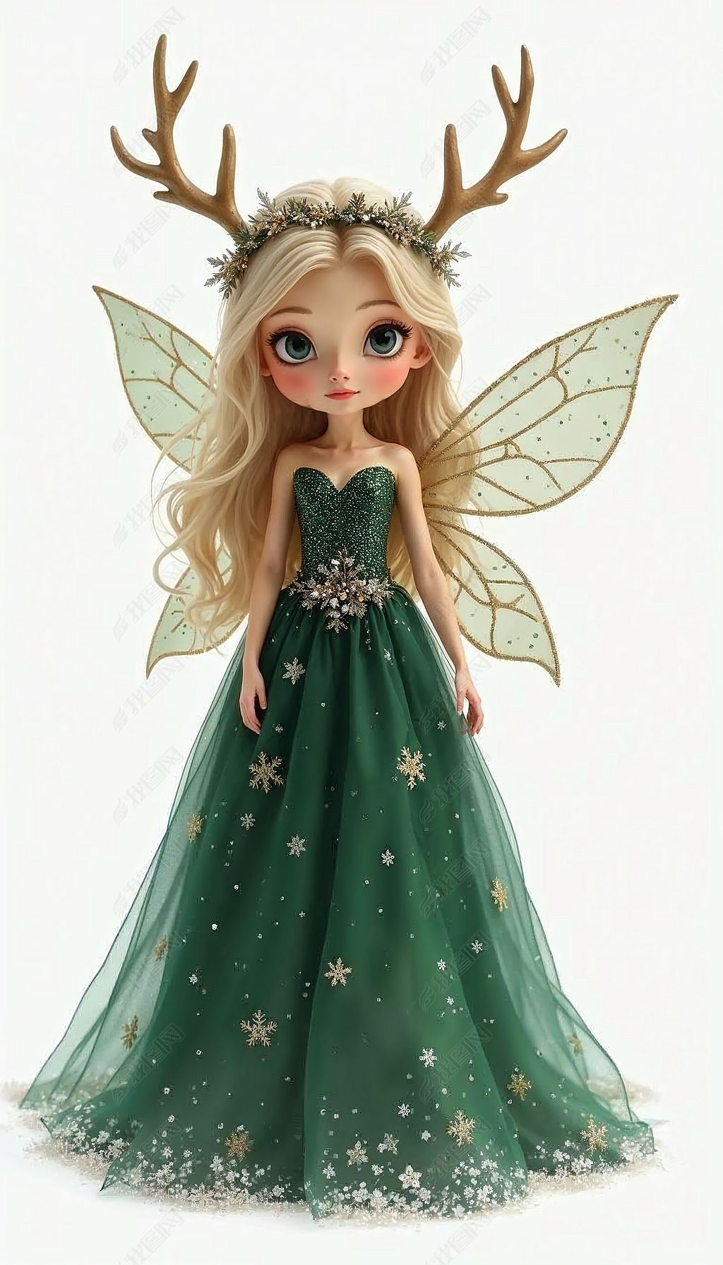 原创长着翅膀的卡通精灵女孩