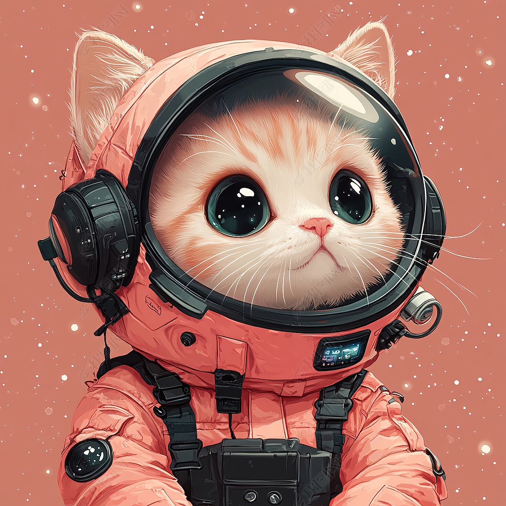 卡通宇航员猫咪