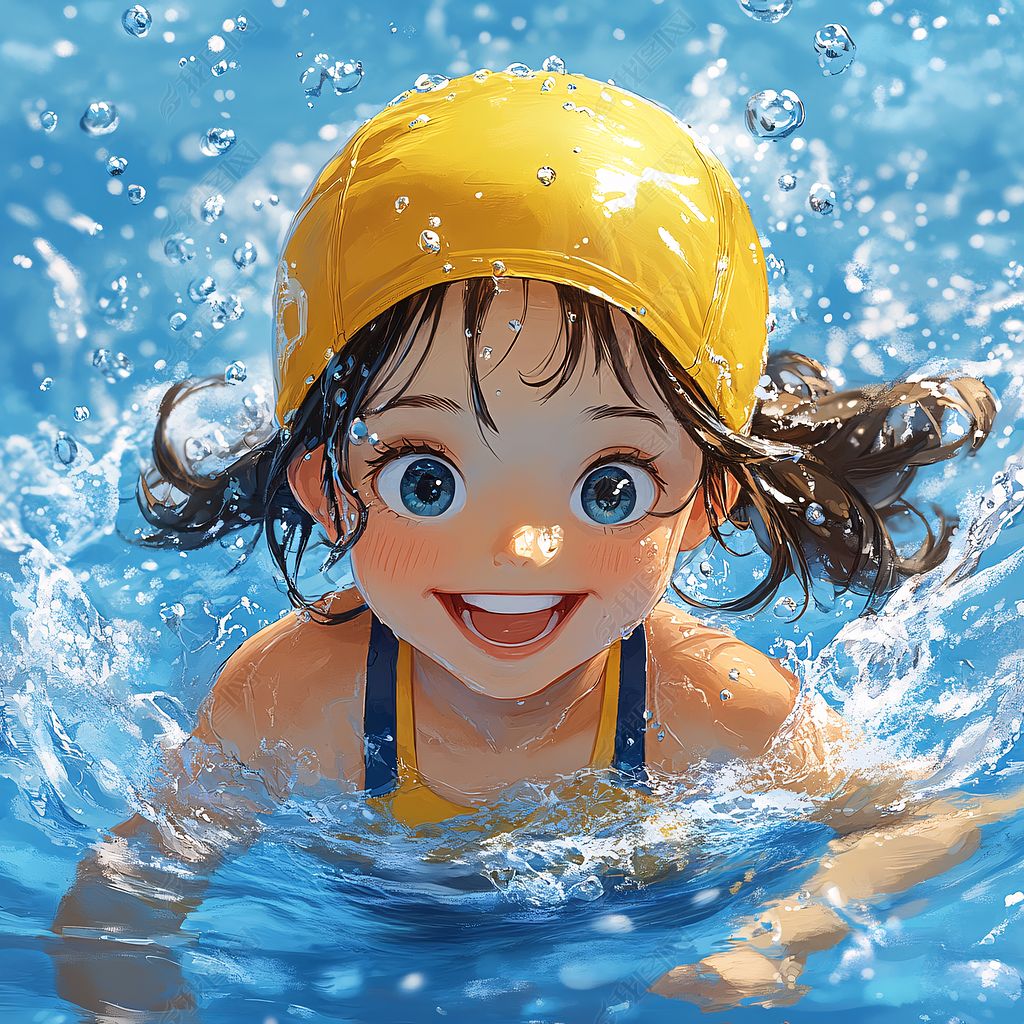 游泳女孩儿插画