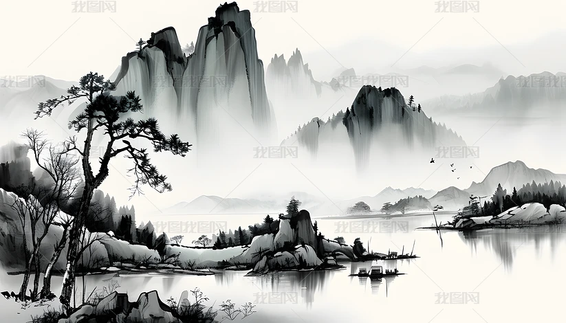 中国画山水画图片大全-中国画山水画背景图片-我图网