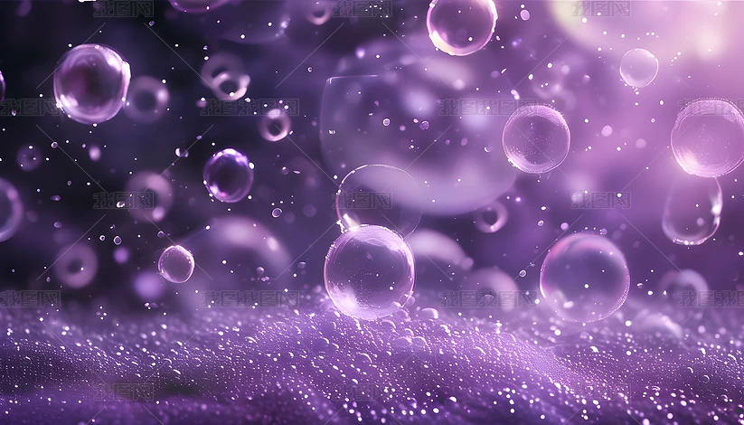 紫色梦幻浪漫唯美泡泡飘舞背景