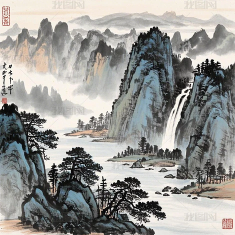 山水画水墨下载-编号35592448-{$className}-我图网