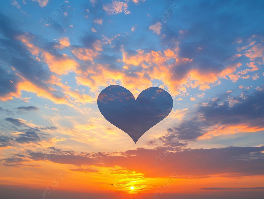 爱心夕阳