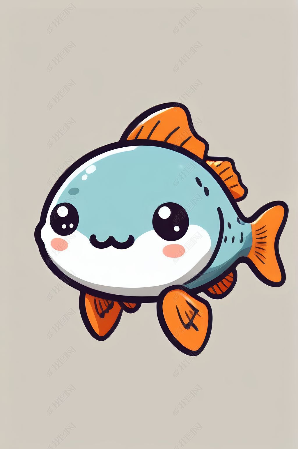 原创卡通鱼尾巴橙色腹部白色鼻子橙色高清图片版权可商用