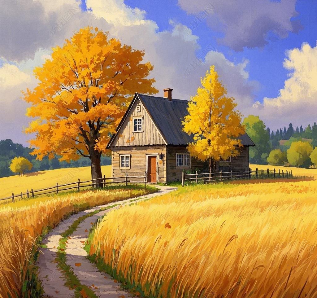 秋日田园小屋