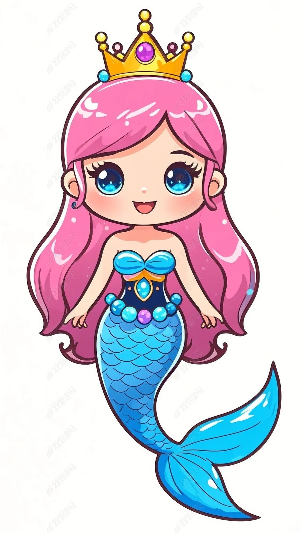 原创可爱美人鱼公主q版人鱼卡通人物