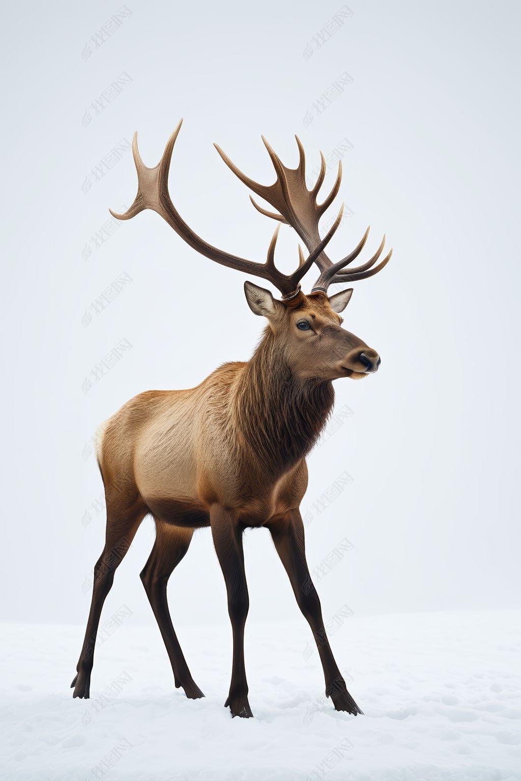 原创一只大麋鹿站在雪地里高清图片-版权可商用