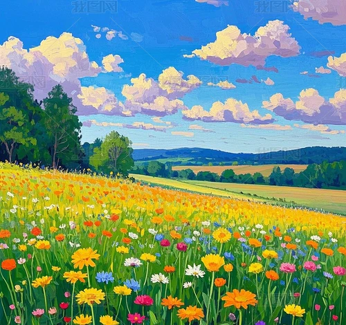 田园风景画绘画彩铅专题模板-田园风景画绘画彩铅图片素材下载-我图网