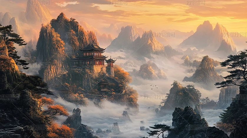 山水画中的小船下载-编号35755532--我图网