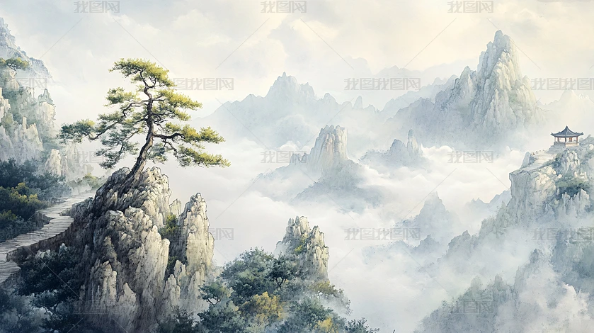 中国水墨山水画古风古韵国潮风背景下载-编号35199600--我图网