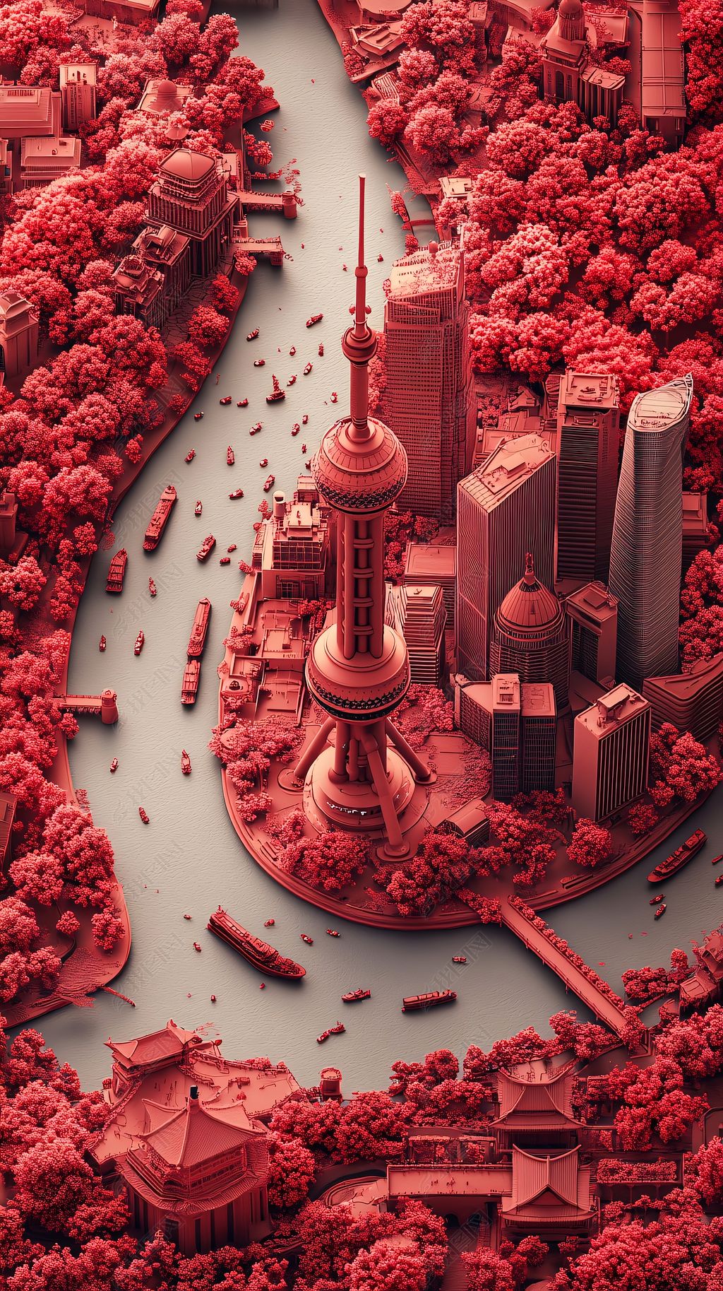 东方明珠塔及周边建筑鸟瞰全景素材简介我图网提供东方明珠塔及周边