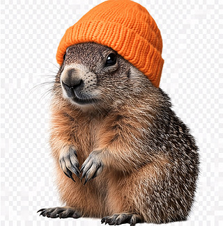 戴橙色帽子的土拨鼠