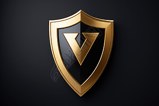 黑色背景有箭头的金色盾牌高清图片