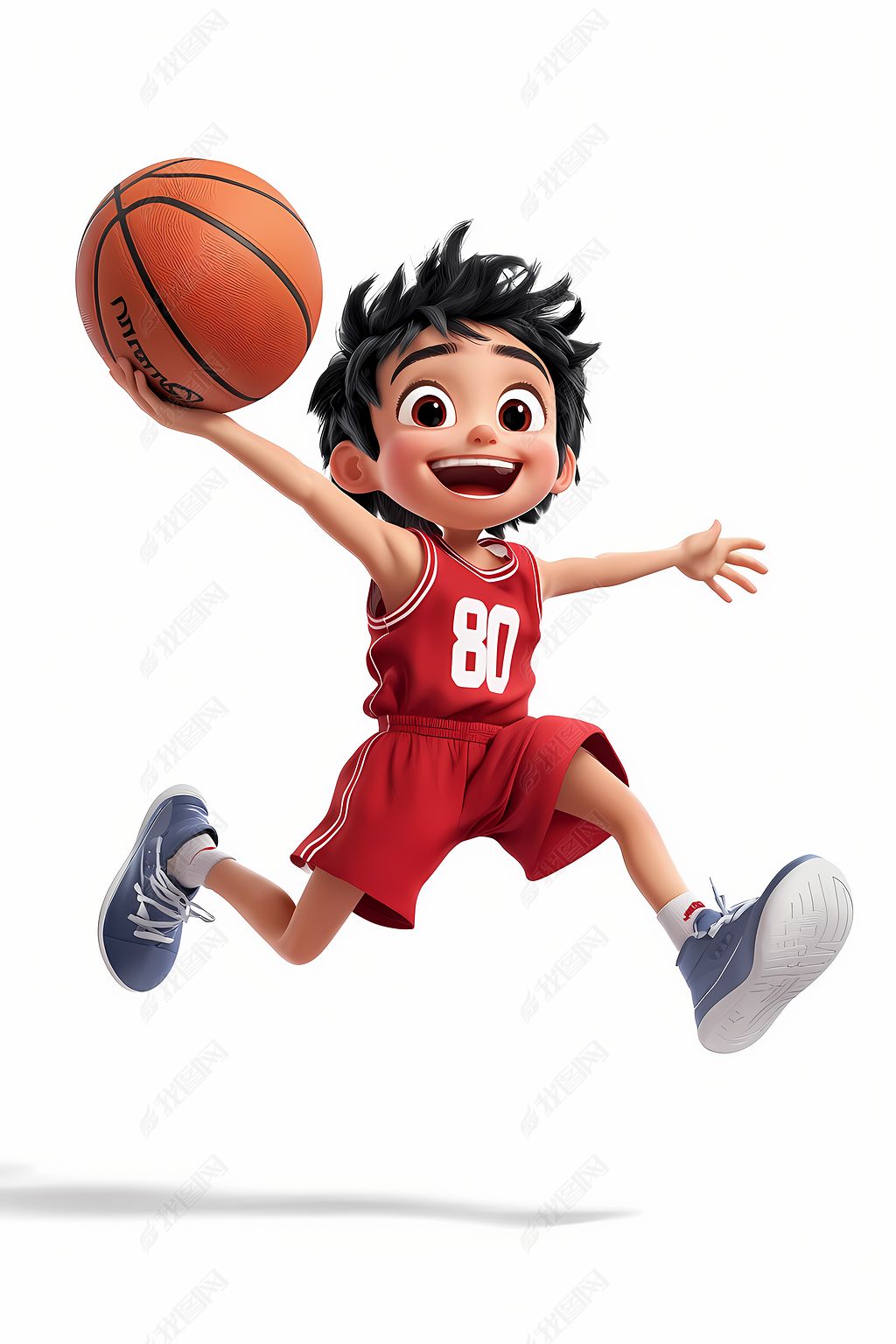 原创卡通运动打篮球的男孩