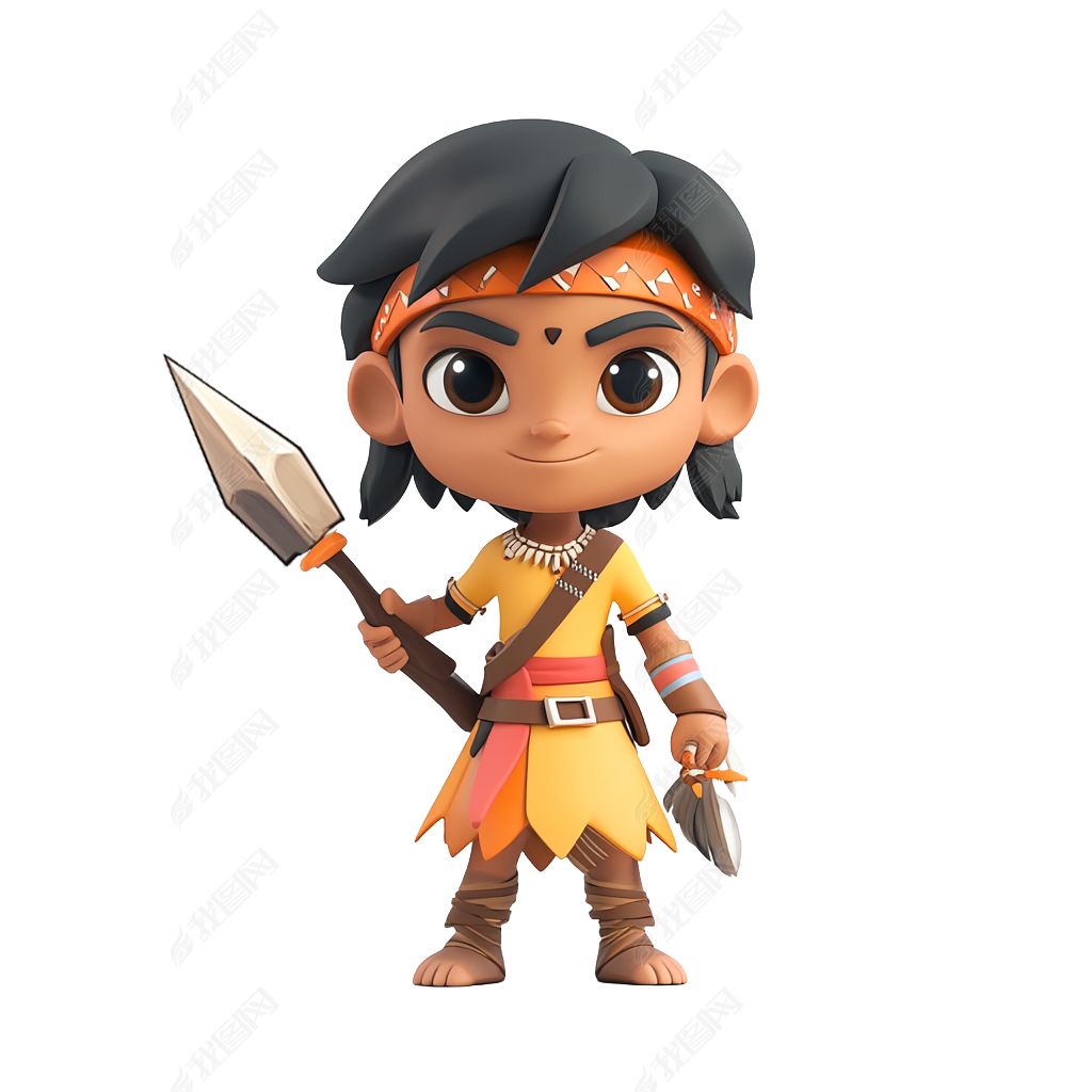 原创插画原始人家庭部落原始人免抠元素