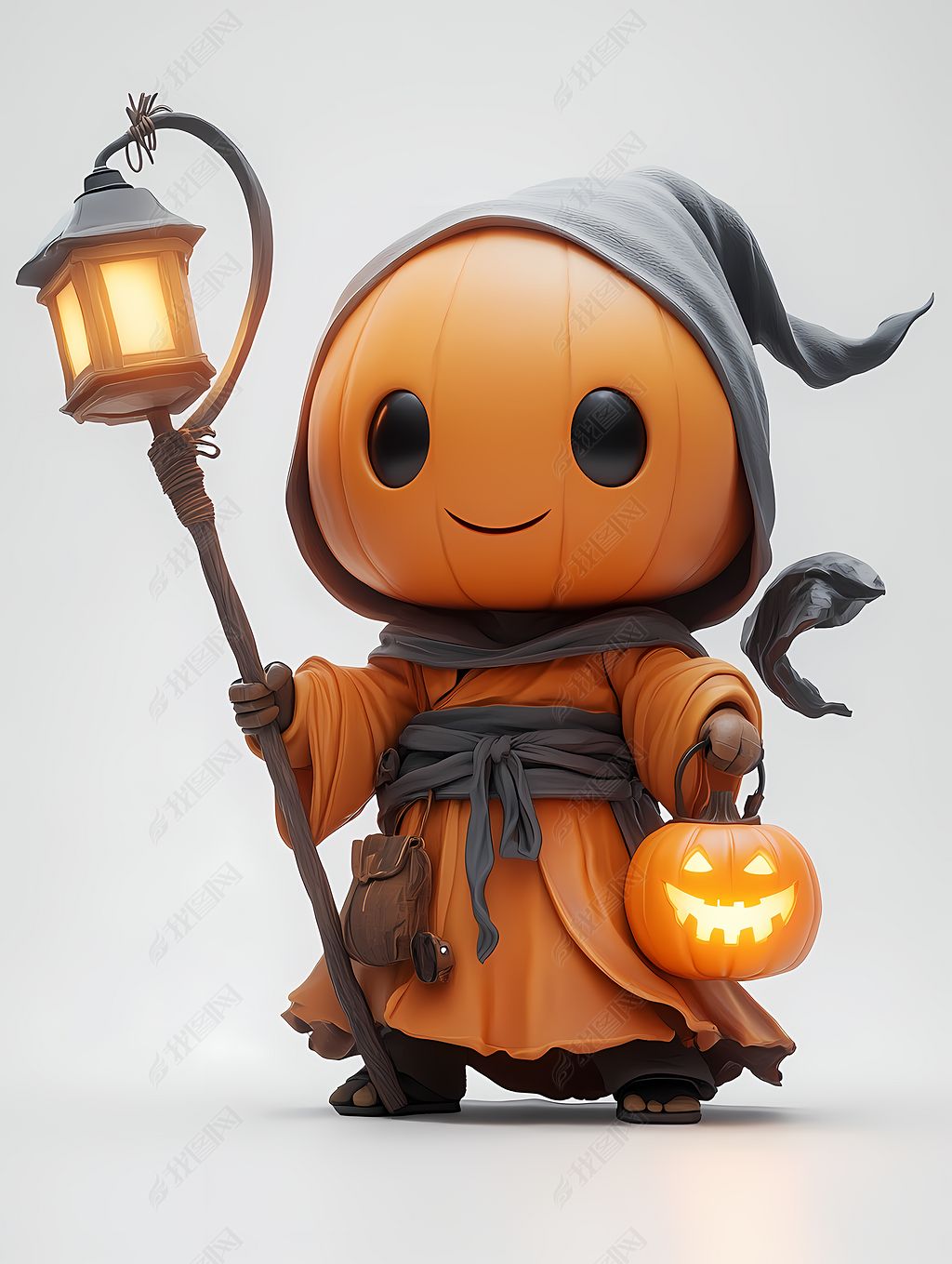 原创卡通万圣节提灯的万圣节南瓜人