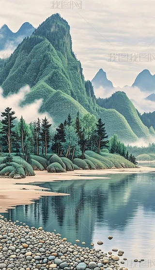 水墨山水图12 大气简约水墨山水古风背景图小清新H5免费背景背景图片免费下载