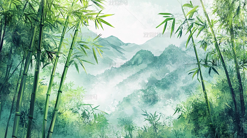 竹林山水背景下载-编号35435623-{$className}-我图网