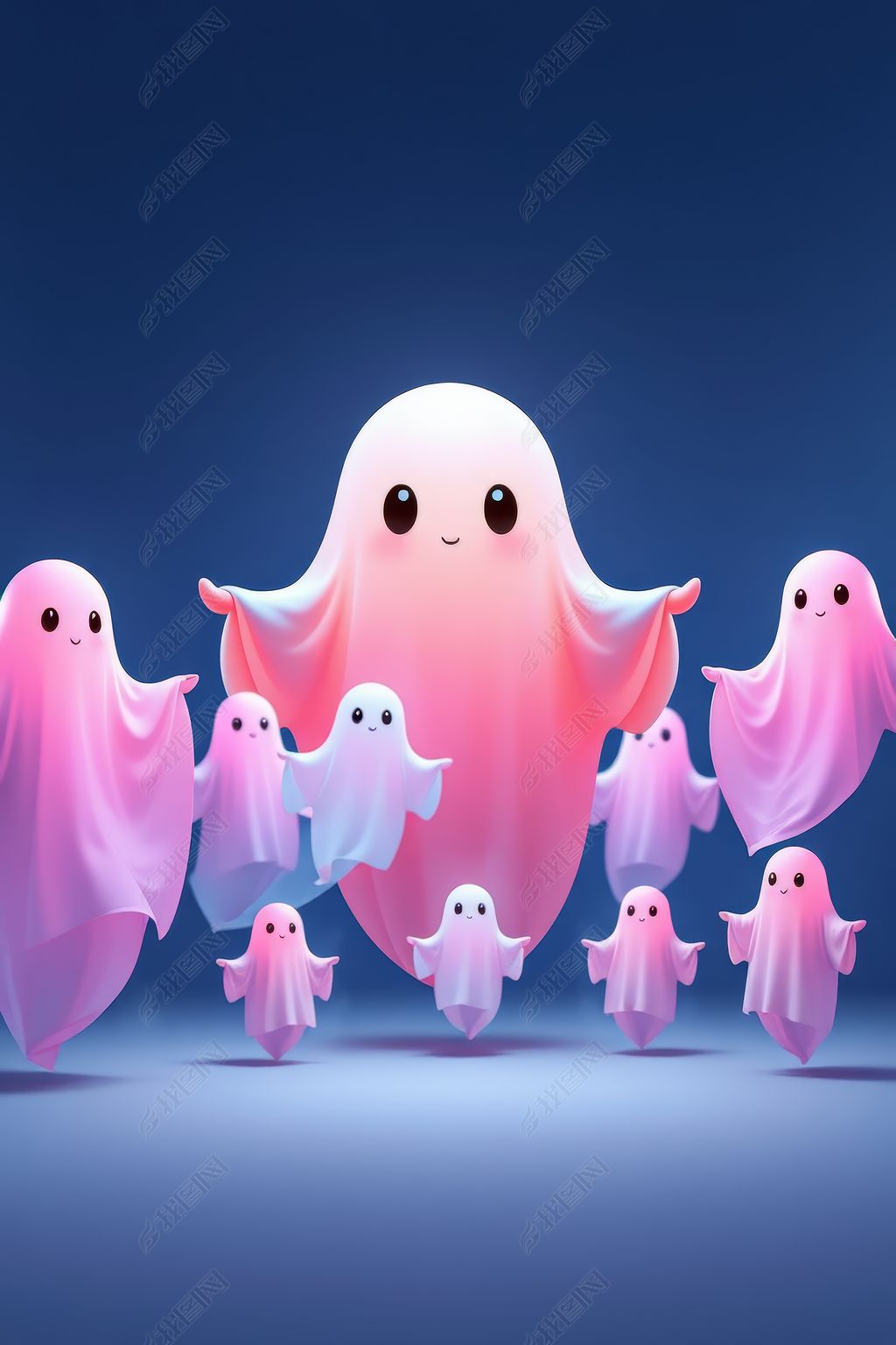 原创萌鬼万圣节派对幽灵家族的可爱聚会