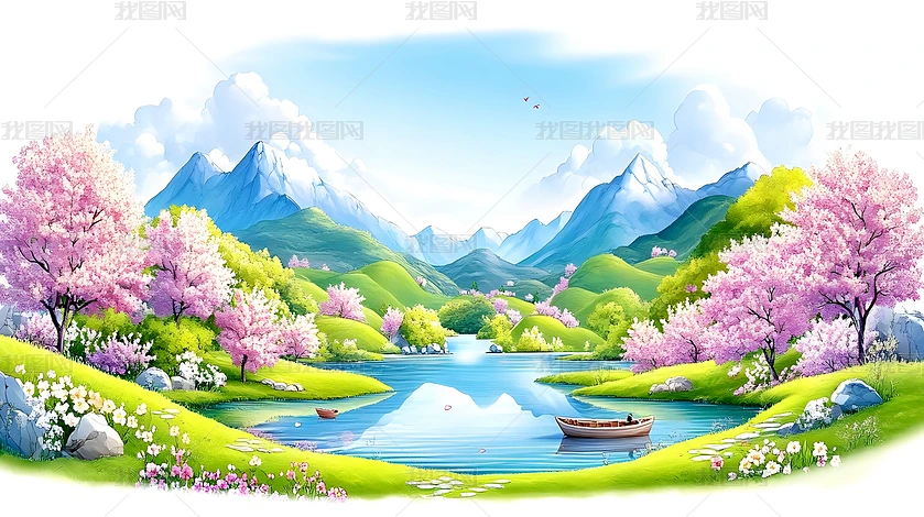 花朵山水图片图片大全-花朵山水图片背景图片-我图网