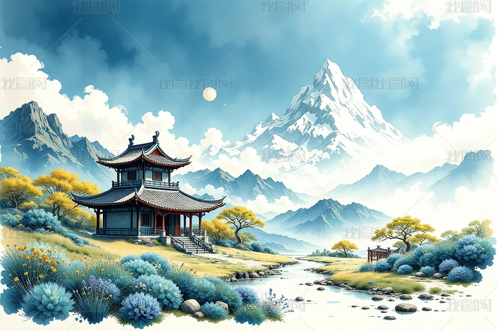 云海水墨图片大全-云海水墨背景图片-我图网
