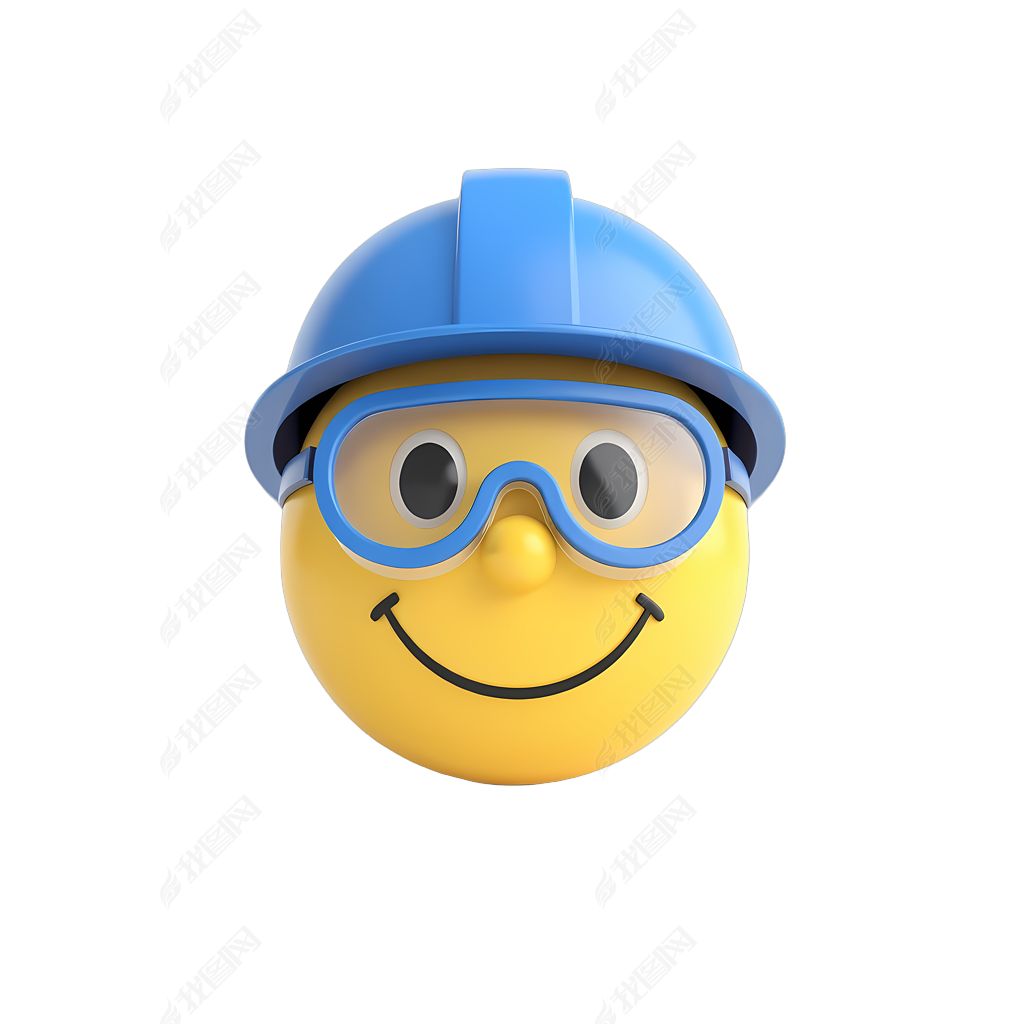 原创免扣表情符号戴安全帽和护目镜元素