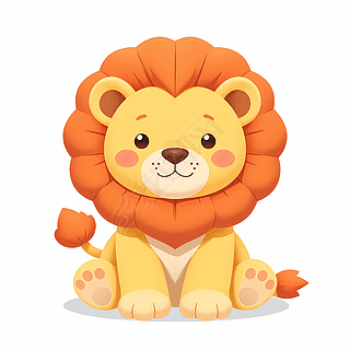 卡通小狮子坐着玩