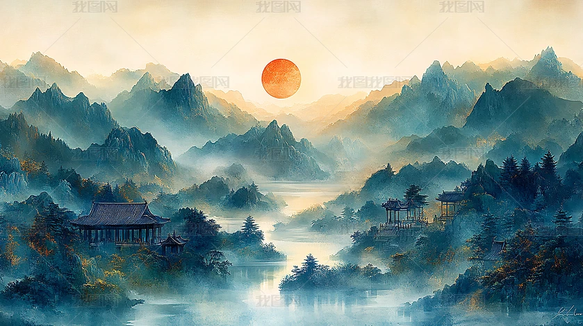 青绿山水圖 青绿山水#国画#山水画#水墨#水墨画#青绿山水#水墨山水畫#山水畫