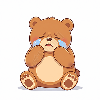 小熊难过地哭泣装饰设计元素