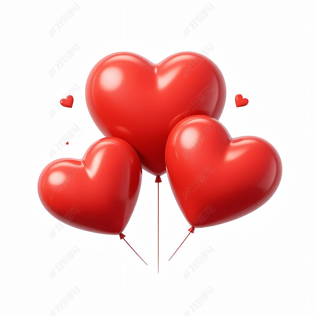原创三个红心气球版权可商用