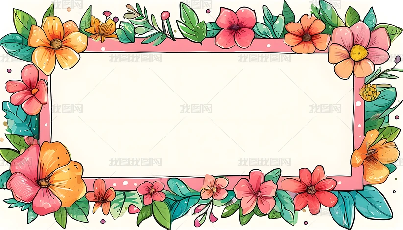 彩色手绘小清新卡通边框