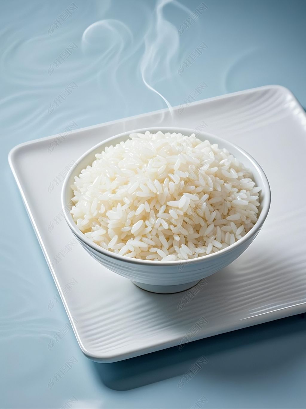 原创简约高级感大米场景海报背景一碗热腾腾的米饭