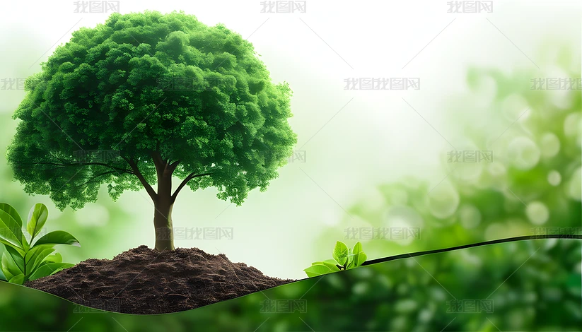 绿色清新环保植树节绿树背景