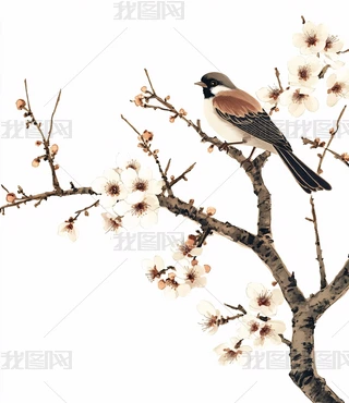 鸟梅花图片大全-鸟梅花背景图片-我图网