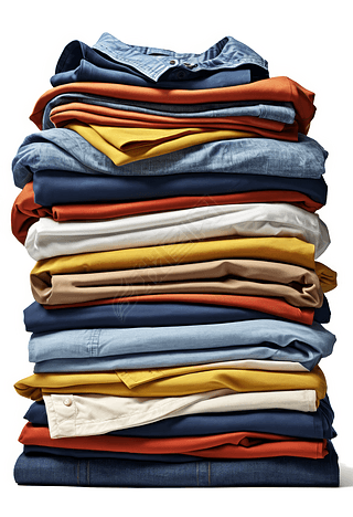 叠放的彩色衣物整洁的衣物堆叠