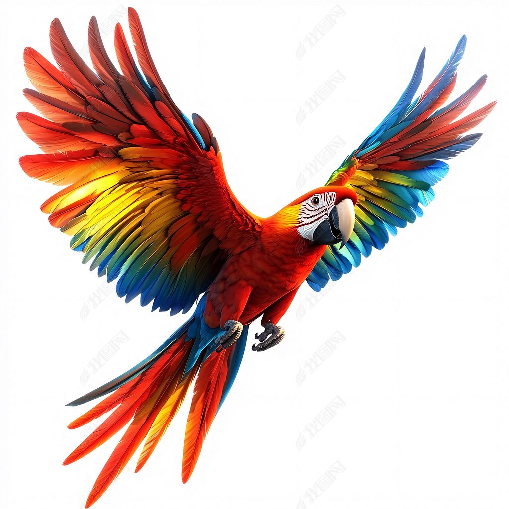 原创飞翔的鹦鹉展开翅膀版权可商用
