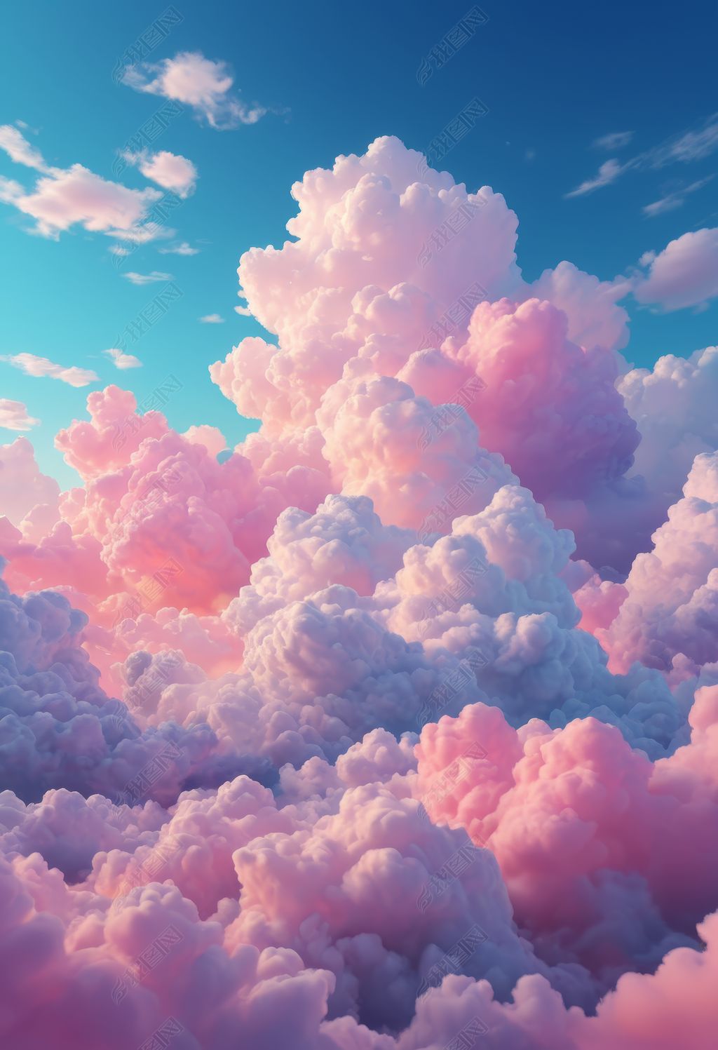 粉色云朵的梦幻天空棉花糖般的云彩世界素材简介我图网提供粉色云朵的