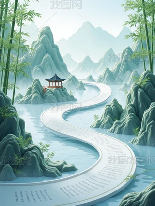 中国山水画 中国山水风景画- 菜鸟图库